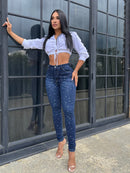 Jean Romena -  Skinny Oscuro con Cristales