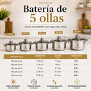 Set de Ollas Profesional de 5 Piezas - Tapas de Cristal