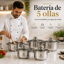 Set de Ollas Profesional de 5 Piezas - Tapas de Cristal